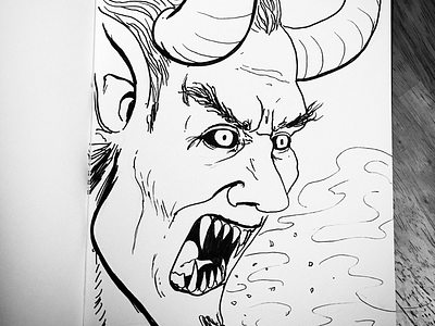 Demon face demon demon face demonic fury drawing fantasy art illustration ink drawing sketch