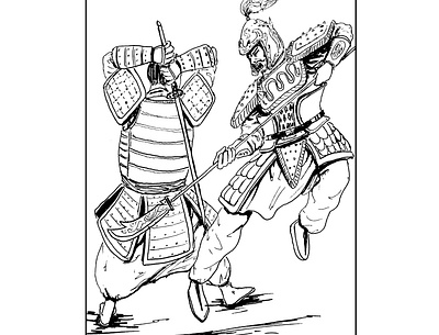 Samurai vs Chinese warrior art chinese warrior daily sketch drawing fantasy illustration ink drawing samurai sketch warriors