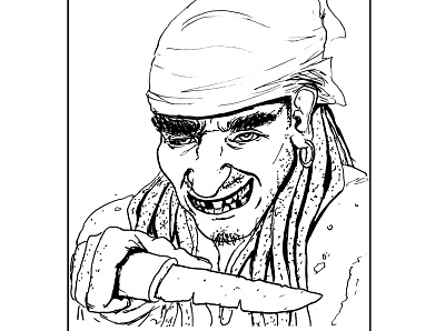 Pirate daily sketch drawing fantasy art illustration ink drawing pirate sketch