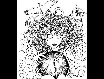 Magic sphere art daily sketch demon drawing fantasy fantasy art illustration ink drawing magic sphere sketch