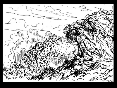 Angry volcano art daily sketch drawing fantasy fantasy art illustration ink drawing sketch volcano