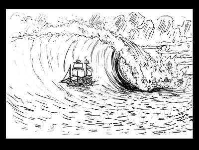 Stormy wave art daily sketch drawing fantasy fantasy art illustration ink drawing ocean storm sketch tsunami wave