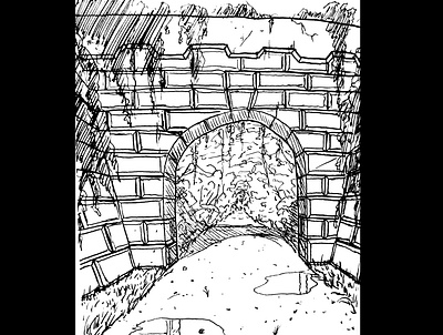 Stone bridge art bridge daily sketch drawing fantasy fantasy art illustration ink drawing sketch