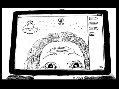 Video conferencing art daily sketch drawing funny illustration ink drawing sketch video conference