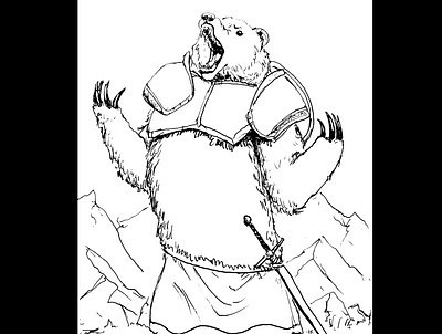 Bear warrior art daily sketch drawing fantasy fantasy art illustration ink drawing sketch