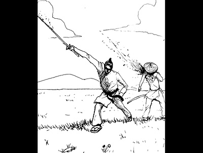 Samurai duel art daily sketch drawing fantasy art illustration ink drawing sketch