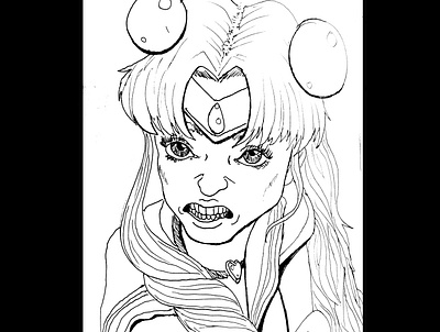 Sailor moon redraw daily sketch drawing fantasy art female warrior ink drawing sketch