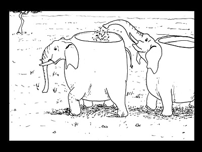 Elephant cups daily sketch drawing fantasy art ink drawing sketch