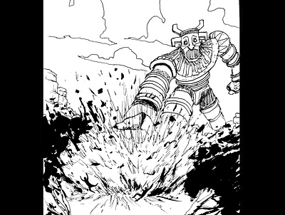 Colossus smash daily sketch drawing fantasy art ink drawing sketch