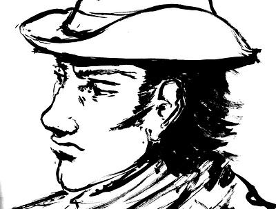 Cowboy portrait daily sketch drawing fantasy art ink drawing sketch