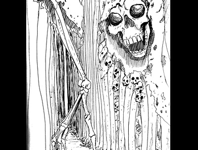 Hall of bones daily sketch drawing fantasy art ink drawing sketch