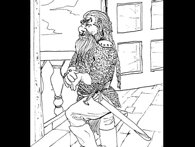 Dwarf hero daily sketch drawing illustration ink drawing sketch