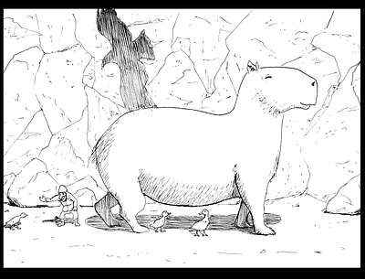 Friendly capibara daily sketch drawing fantasy art ink drawing sketch