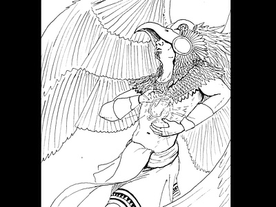 Eagle warrior angel daily sketch drawing fantasy art illustration ink drawing sketch