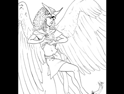 Owl angel daily sketch drawing fantasy art illustration ink drawing sketch
