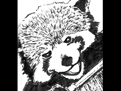Red panda assassin daily sketch drawing fantasy art ink drawing sketch