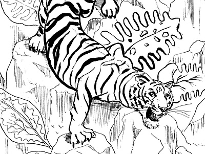 Lurking tiger daily sketch drawing fantasy art ink drawing sketch