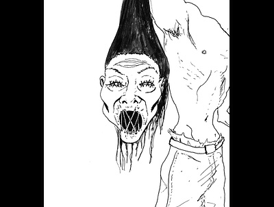 Voodoo head daily sketch drawing fantasy art ink drawing sketch