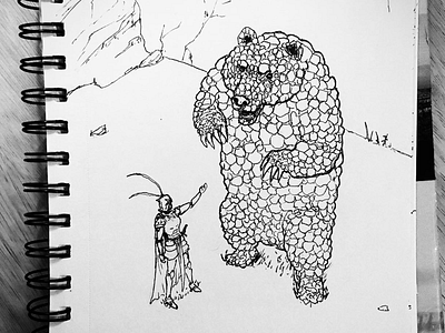 The stone bear bear daily sketch drawing fantasy fantasy creature female warrior sketch stone bear