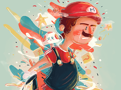 Mario Bros character design digital drawing fan art game gamer illustration ilustracion mario bros mario world nintendo star