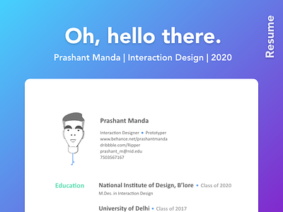 Resume 2020 adobexd app app branding branding design illustration interaction typography ui ux
