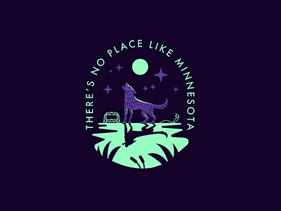 There's No Place Like Minnesota animal badge badge design design duluth fox green illustration illustrator marsh minneapolis minnesota purple scene timberwolves typography vector wolves