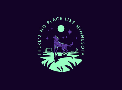 There's No Place Like Minnesota animal badge badge design design duluth fox green illustration illustrator marsh minneapolis minnesota purple scene timberwolves typography vector wolves