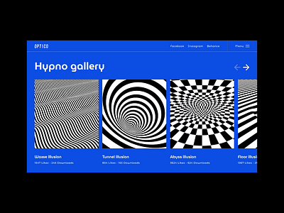 👁Optico • Gallery page animation design gallery illusion interaction typography ui ux web website