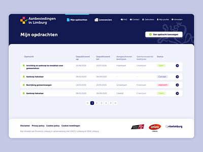 PLATFORM | Aanbestedingen in Limburg business dashboard finance finance business list management app managment platform task management tasks ui uidesign ux uxdesign webdesign