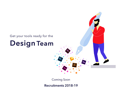 Design Team Recruitments adobe character designing icon illustration man pen recruitments vector