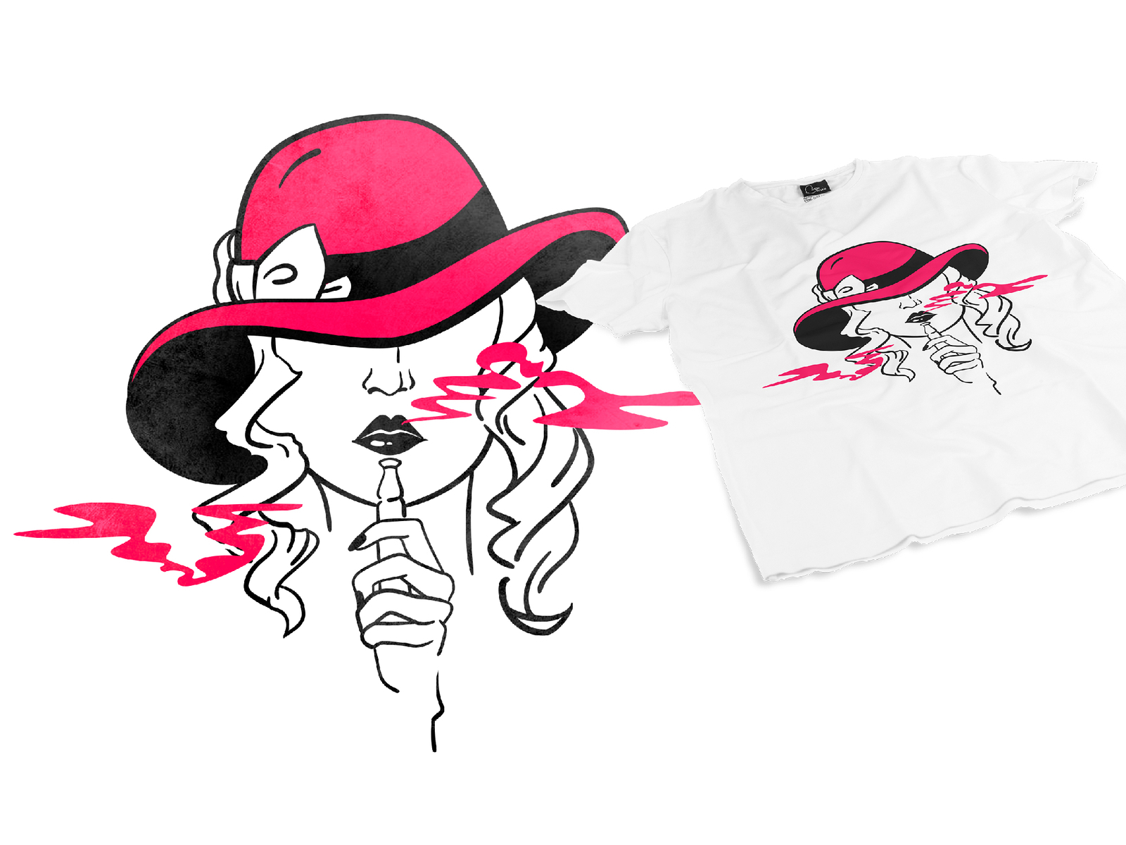 The second illustration in a pack for vape shop design girl illustration pink smoggy smoke smoking t-shirt t-shirt design vape vaper vector