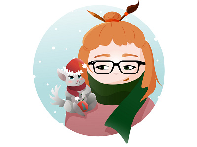 This is my pet :3 animal chinchilla design girl glasses illustration new year pet scarf vector warm winter