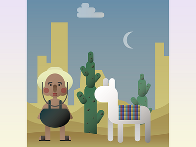 home on the range 2d adobe illustrator cactus childrens book cute desert farmer gradients illustration video game weird