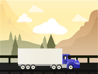 Truck (Day) 2d adobe illustrator gradients illustration landscape truck