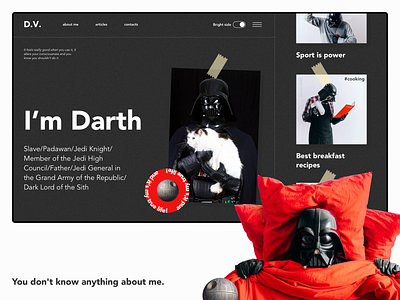 Darth Vader personal blog blog concept dark mode design landing page personal website service starwars typography ui ux web website