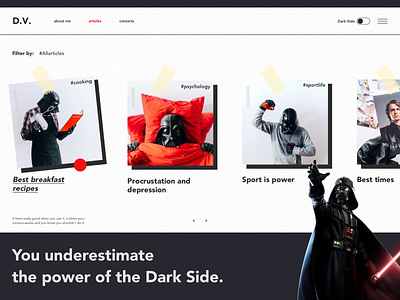 Darth Vader personal blog articles blog concept dark ui darth design landing page personal brand service star wars ui ux web website