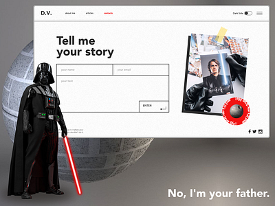 Darth Vader personal blog blog concept contacts darthvader design personal page service star wars ui ux web website