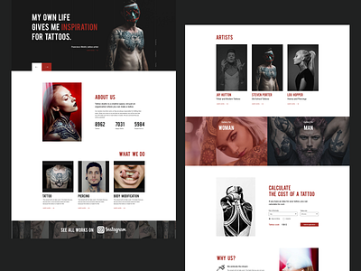 tattoo web site about us art black brand concept create design interace landing page page personal service studio tattoo ui ux design web webdesig website