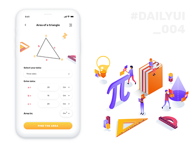 Daily_004 calculator concept dailyui design education geometry illustration mathematics mobile app service ui ux vector