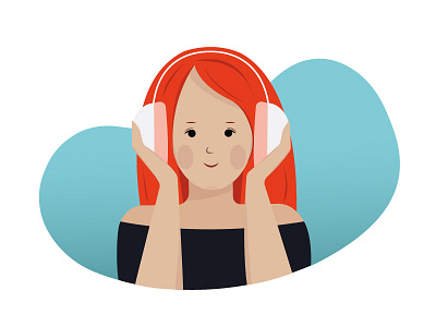 Girl with headset cute earphone girl gradient headphone headset music song woman