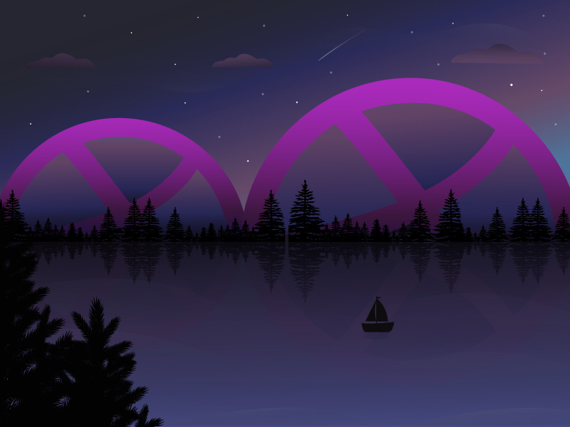 2 Dribbble Invites galaxy night mountains water firs landscape two invitation invites invite dribbble