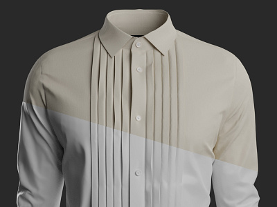 3D - Pleated Spread Collar Shirt