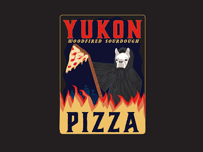 Yukon Pizza: T-Shirt Illustration adobe illustrator branding design dog graphic design graveyard illustration illustrator pizza reaper
