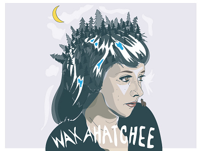 Waxahatchee digital art illustration indie music musician mystical portrait singer songwriter spot illustration waxahatchee wolf