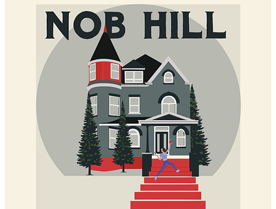 Nob Hill // Portland active coffee design digital illustration home house illustration illustrator jogger northwest portland victorian