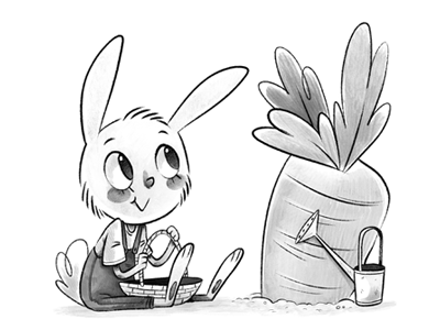 patience.... illustration inktober rabbit