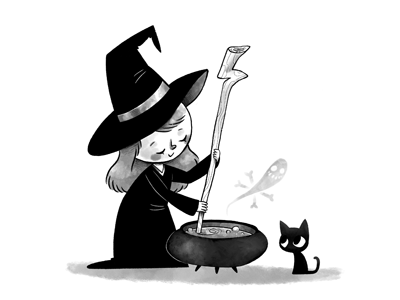 The witches stew halloween illustration inktober