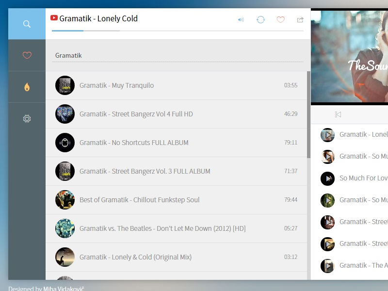 Simplicy UI ui ux web design music player simple blue gramatik