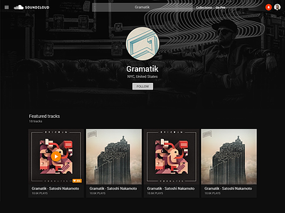 Soundcloud Material Redesign - Profile page WIP gramatik material profile soundcloud ui wip