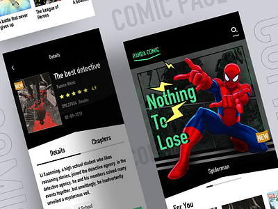 comic page app design ui